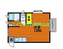 メゾンベルビュー ワンルームの間取図画像