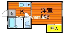 ディナ東岡山 1Kの間取図画像