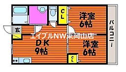 ガーデン江西通り2 2DKの間取図画像