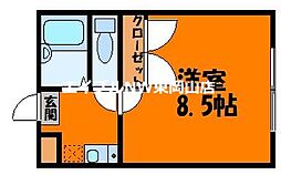 フローラ芥子 2階1Kの間取り