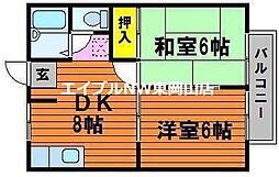 メゾンフォレスタVI 2階2DKの間取り
