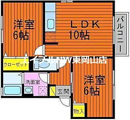 グリーンコートＢ棟 2階2LDKの間取り