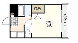リトルハイム長岡六一号館 1Kの間取図画像