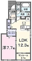 プティパニエ　Ｂ 1階1LDKの間取り