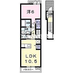 チェリーガーデン 2階1LDKの間取り