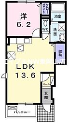 ラッフィナート桜が丘 1階1LDKの間取り