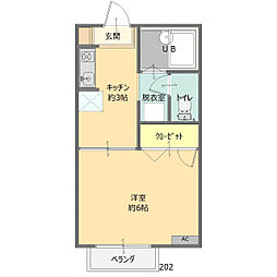 カーサエスト大町 1Kの間取図画像