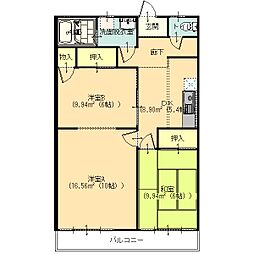 アネックス21西砂原後A 3DKの間取図画像