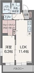 プレジール 1LDKの間取図画像
