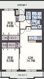 アンビシオン 2LDKの間取図画像