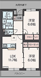 フェリーチェ 2LDKの間取図画像