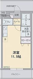 エルフィネス三島 ワンルームの間取図画像