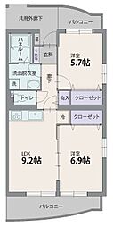 ベアテスPTM3 2LDKの間取図画像