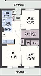 アヴィエント 2LDKの間取図画像