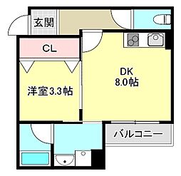 エテルナコート総持寺 1階1LDKの間取り