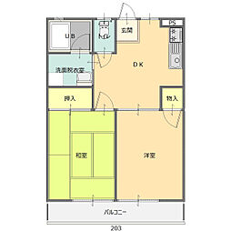 クイーンハイツ齋藤 1階2DKの間取り