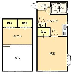 ロッヂ福田 1Kの間取図画像
