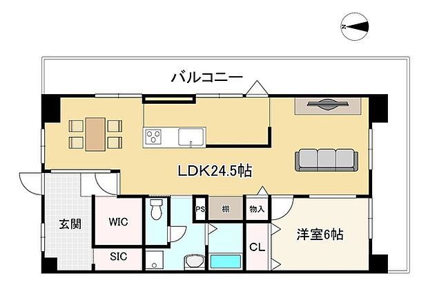 第一シャトー八戸の里(1LDK) 10階の間取り