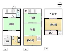JR関西本線 東部市場前駅 徒歩13分 3Kの間取り