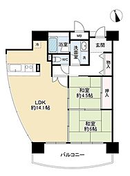 琵琶湖アーバンリゾート1番館 2LDKの間取り