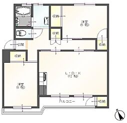 鎌ケ谷グリーンハイツ16 2LDKの間取図画像