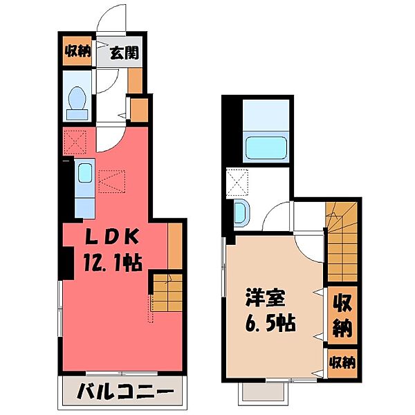 栃木県真岡市亀山1丁目(賃貸アパート1LDK・1階・51.34㎡)の写真 その2