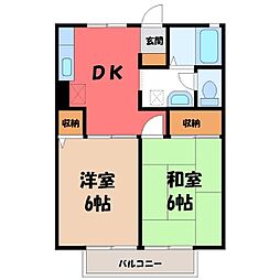 フレンド宝木B 2DKの間取図画像