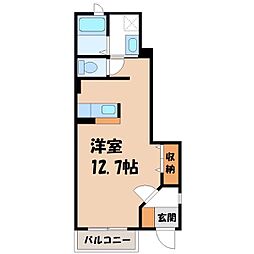 寿正 B 1階ワンルームの間取り