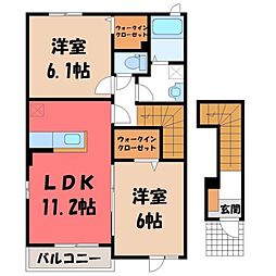 ウエスト M 2階2LDKの間取り