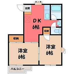 グリーン安野コーポA 2DKの間取図画像