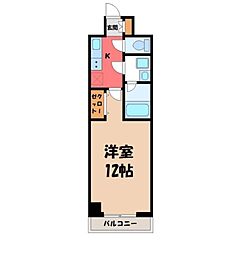 サンライズ宇都宮 9階1Kの間取り