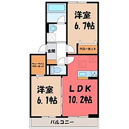 ジオバンナ 1階2LDKの間取り