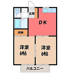 セジュールS・K 2DKの間取図画像