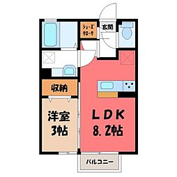 ヴィアーレ I 2階1LDKの間取り