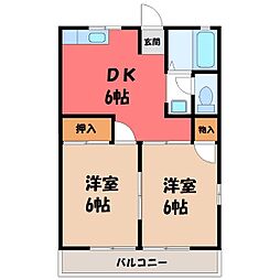 ソレイユA 2DKの間取図画像