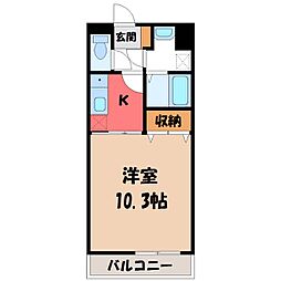 栄マンション 1Kの間取図画像