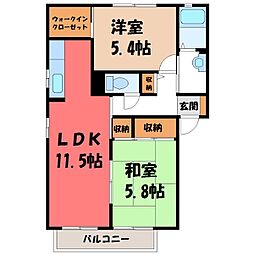 クレアトゥールC 2LDKの間取図画像
