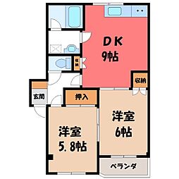 シティコートFUJI 2DKの間取図画像