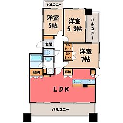 ナイスロイヤルタワー宇都宮中央 3LDKの間取図画像