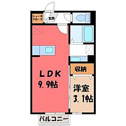シェモア・パール 1LDKの間取図画像