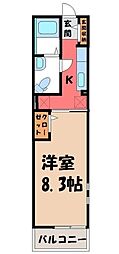 シャンスガーデン 1Kの間取図画像