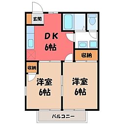コーポ・エスポアール 2DKの間取図画像