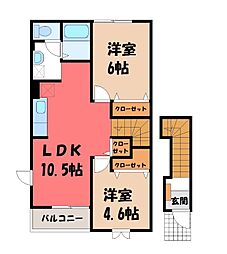 マロンシャン1番館 2LDKの間取図画像