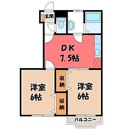 ソレイユ 2DKの間取図画像