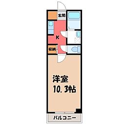 SUNFLOWER中央 1Kの間取図画像