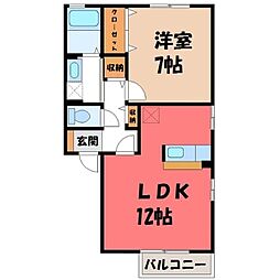 パレットA 1LDKの間取図画像