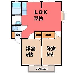 桜の樹ハイツC 2LDKの間取図画像