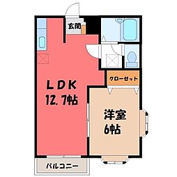 シティハイツ栗原A 1LDKの間取図画像