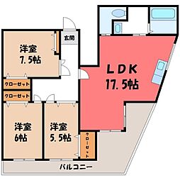 MEWFLAT 3LDKの間取図画像