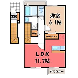アルワクトC 1LDKの間取図画像